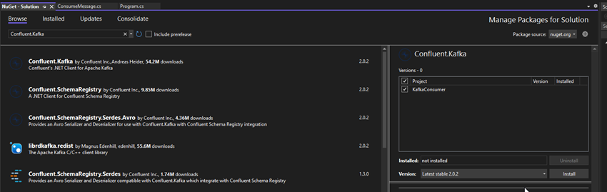 Kafka with Dotnet Core